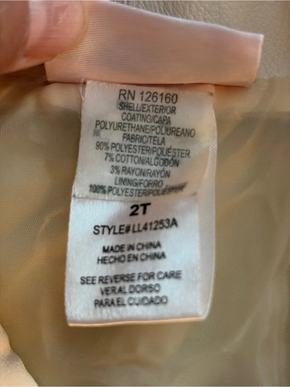 Little Lass Cream Faux Leather Moto Jacket with Silver Hardware
